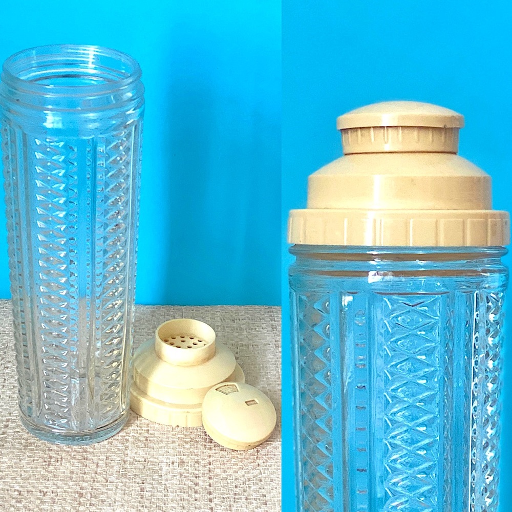 ART DECO Cocktail Shaker Medco Dial-A-Drink Glass Barware 30s Skyscraper Mixer